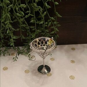 Silver Decorative Martini with Olives Decor
